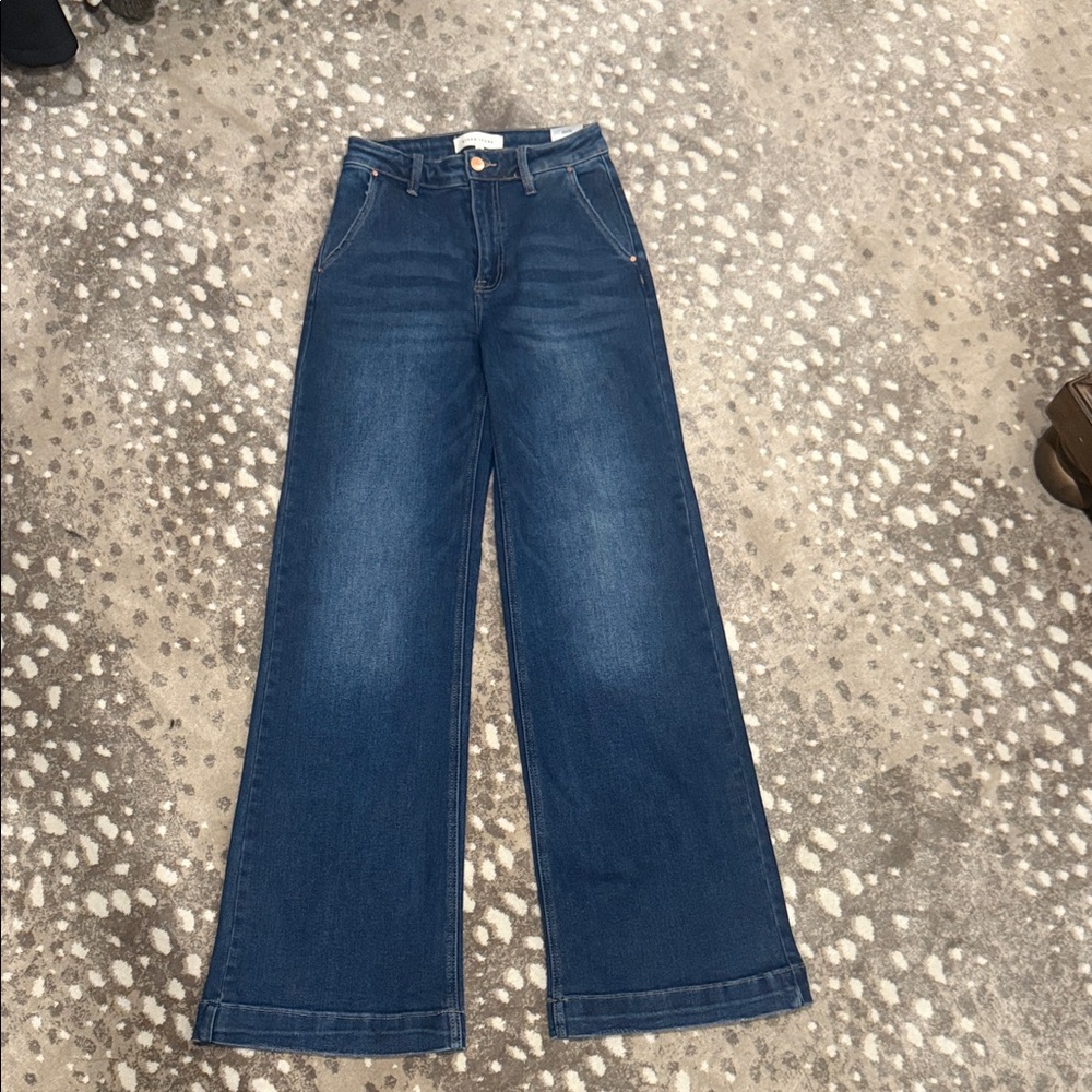 RISEN-Classic Wide-Leg Women's Jeans - Dark Blue